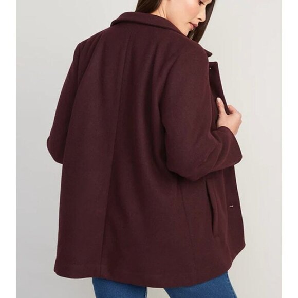 (NWT) Old Navy - burgundy soft-brushed button-front car coat (small) - Picture 2 of 3